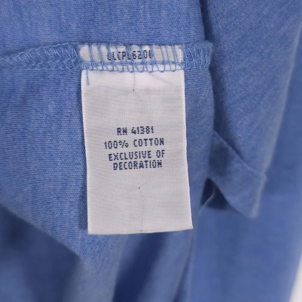 POLO RALPH LAUREN Pima Soft Touch Long Sleeve Blue Polo Shirt LARGE Suede Detail